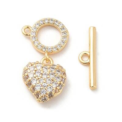 Brass Micro Pave Clear Cubic Zirconia Toggle Clasps
