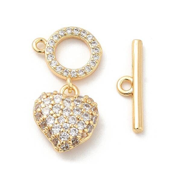 Brass Micro Pave Clear Cubic Zirconia Toggle Clasps