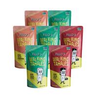 Fillo's Walking Tamales Variety Pack of 7, Ready-to-Eat, Gluten-Free, Vegan, Microwavable (3 Salsa Verde, 2 Salsa Roja, 2 Hab...
