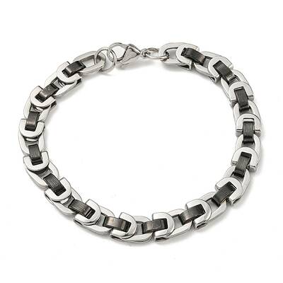 Two Tone 201 Stainless Steel Link Chain Bracelet