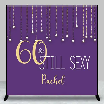 Custom 60th Birthday Purple Gold Photo Booth Backdrop - Aperturee