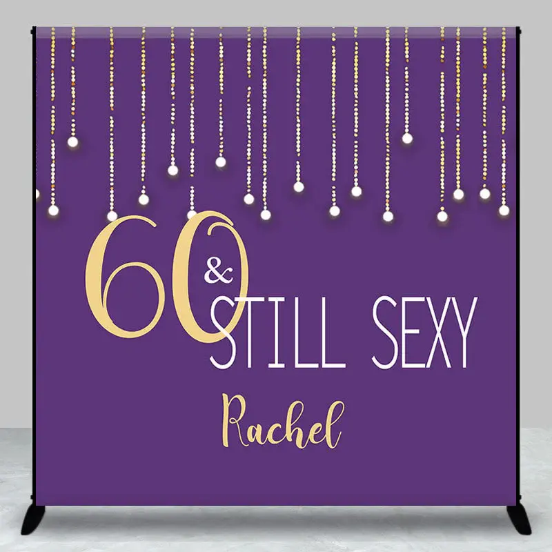 Custom 60th Birthday Purple Gold Photo Booth Backdrop - Aperturee