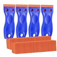 4 PCS Plastic Razor Blade Scraper 120 Blades Cleaning Tool for Adhesive Stickers Decals Glass Labels Cars Windows