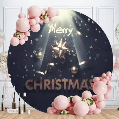Gold And Black Light Round Christmas Backdrop - Aperturee