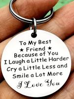 Creative Letter Pattern Slogan Metal Keychain, Round Shaped Stainless Steel Keychain for Men & Women for Daily Clothing Decor...