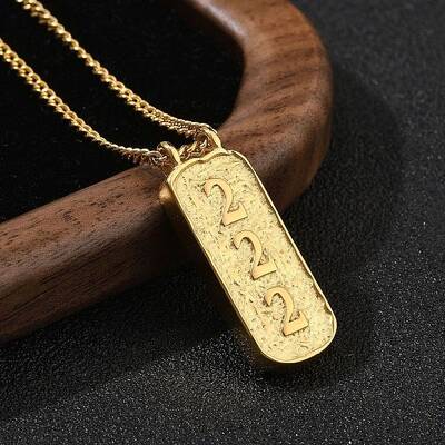 304 Stainless Steel Rectangle Number Pendant Necklaces