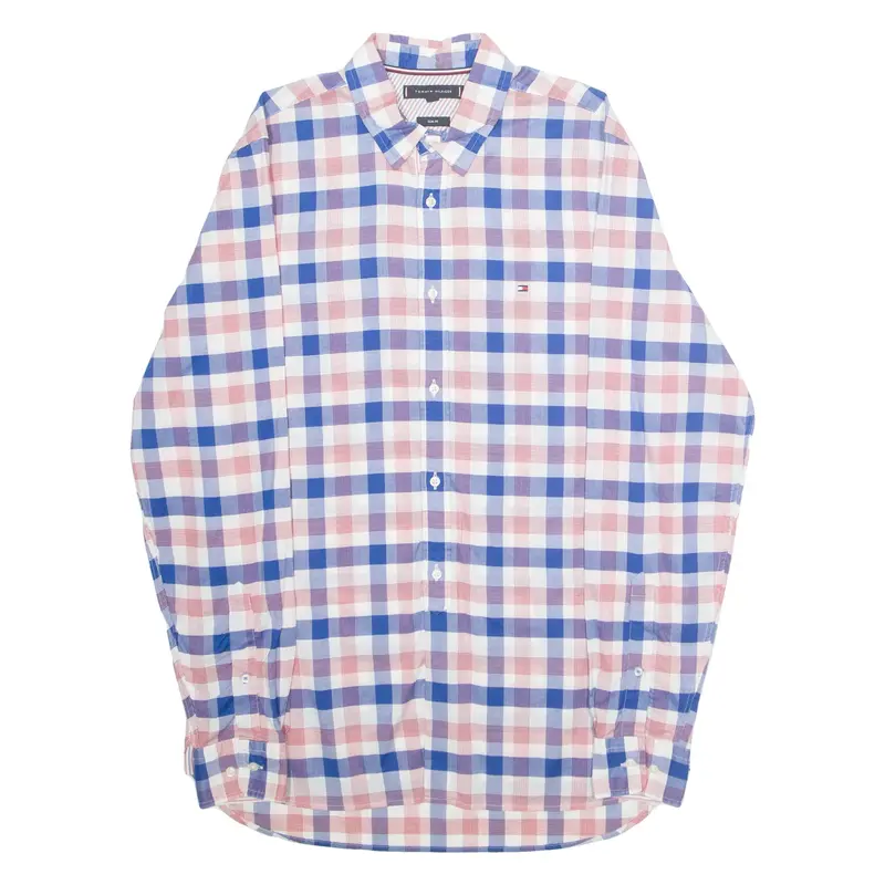 TOMMY HILFIGER Slim Fit Mens Shirt Blue Check Long Sleeve M