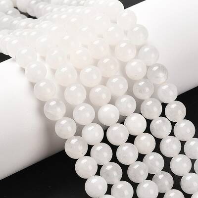 Natural White Jade Round Bead Strands
