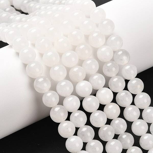 Natural White Jade Round Bead Strands
