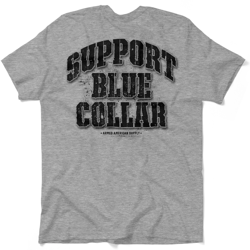 Support Blue Collar - Heather Grey T-Shirt