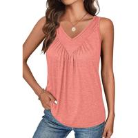 Tank Top for Women V Neck Soft Casual Loose Fit Ruched Sleeveless Top T Shirts