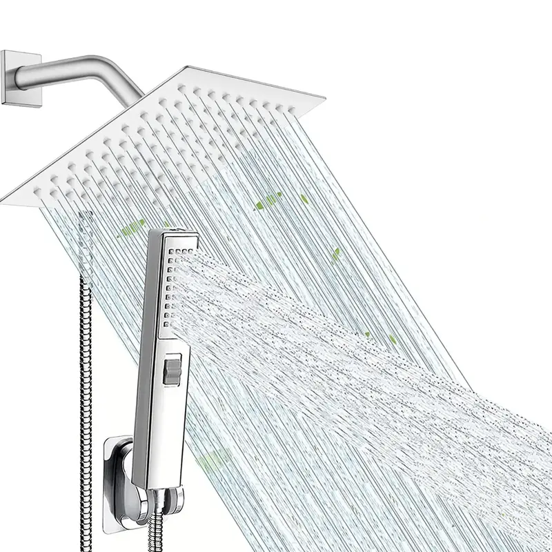 Shower Head Set, 1 Set 6/8 Inch Household Rainfall Shower Head & Handheld Spray Head Set, Multi-mode Shower Nozzle with Long ...