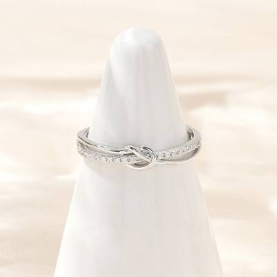 925 Sterling Silver Micro Pave Clear Cubic Zirconia Adjustable Finger Rings for Women
