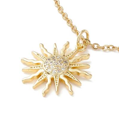 Clear Cubic Zirconia Sun Pendant Necklace