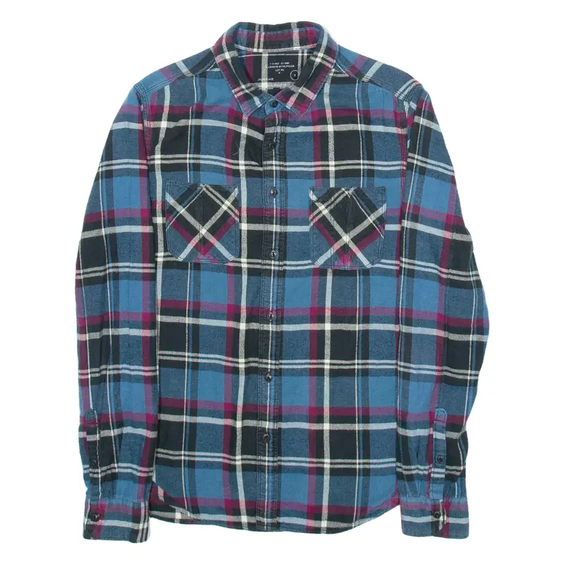 ALL SAINTS Jack's Place Mens Shirt Blue Plaid Long Sleeve S