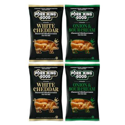 Pork King Good Variety 4 Pack: 1.75oz White Cheddar / Onion & Sour Cream