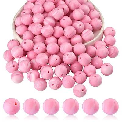 100Pcs Silicone Beads Round Rubber Bead 15MM Loose Spacer Beads for DIY Supplies Jewelry Keychain Making