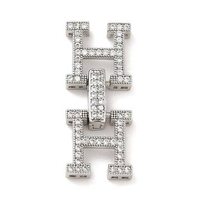 Rack Plating Brass Micro Pave Clear Cubic Zirconia Fold Over Clasps