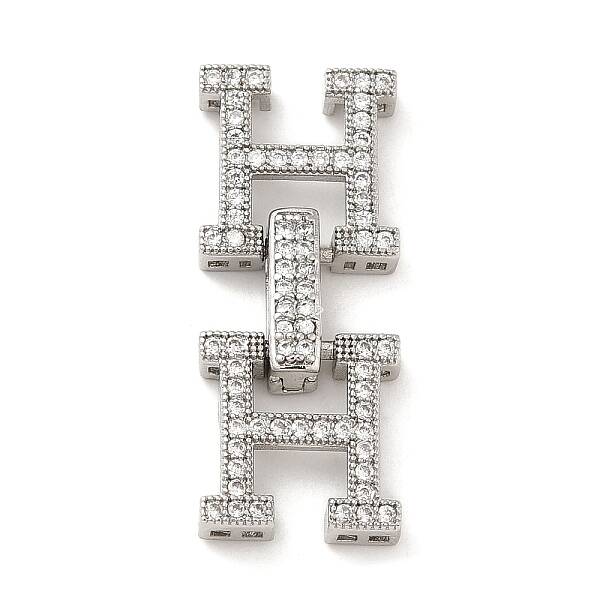 Rack Plating Brass Micro Pave Clear Cubic Zirconia Fold Over Clasps