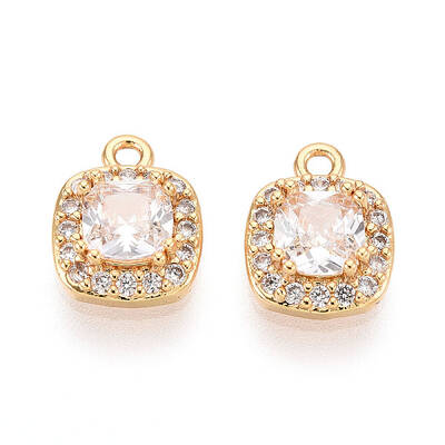 Brass Micro Pave Clear Cubic Zirconia Pendants