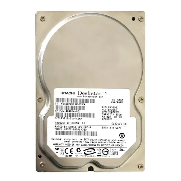 404024-001 HP 80GB 3Gb/s SATA 7200 3.5-inch 8MB Hard Drive