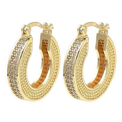 Rack Plating Brass Micro Pave Clear Cubic Zirconia Hoop Earrings