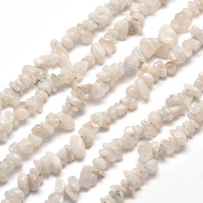 Natural Rainbow Moonstone Chip Bead Strands