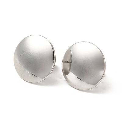 Non-Tarnish 304 Stainless Steel Flat Round Stud Earrings for Women