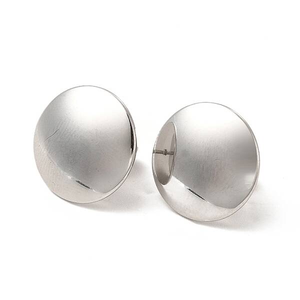 Non-Tarnish 304 Stainless Steel Flat Round Stud Earrings for Women