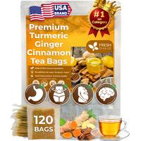 Turmeric Ginger Cinnamon Tea, 100% Natural, Anti-Inflammatea. Eco-conscious Tea Bags. Turmeric Ginger Herbal Tea. No Sugar, N...