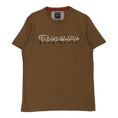 Napapijri Spellout T-Shirt - Large Brown Cotton