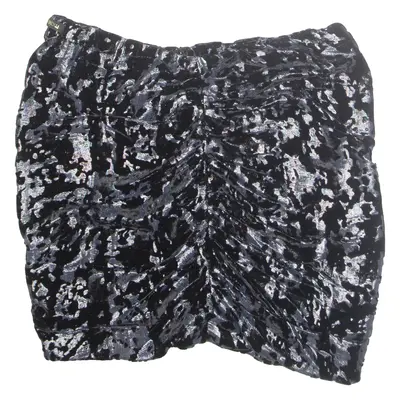 MAJE Ruched Womens Mini Skirt Black Short Silk Crazy Pattern M