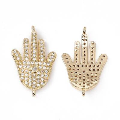 Brass Micro Pave Clear Cubic Zirconia Connector Charms