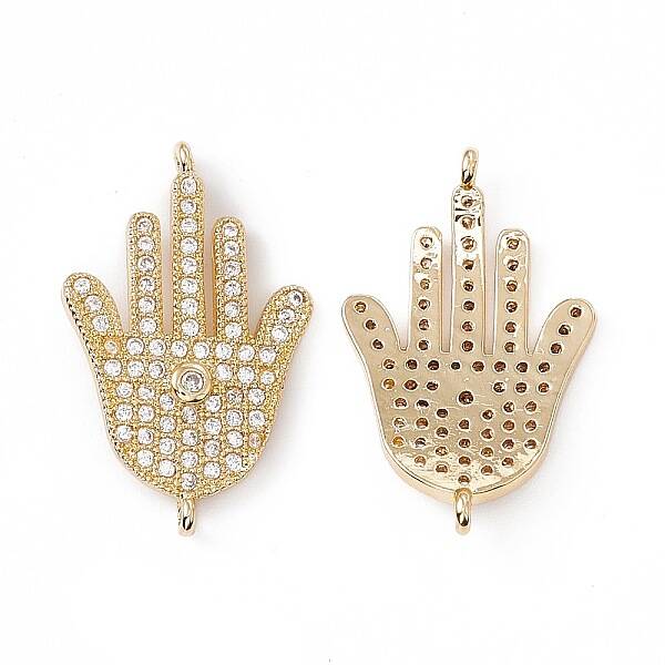 Brass Micro Pave Clear Cubic Zirconia Connector Charms
