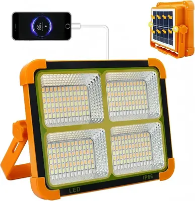 Portable LED Work Solar Light  3600mAh  with Stepless Brightness Job Site Battery Rechargeable LED Floor Light for Emergency ...