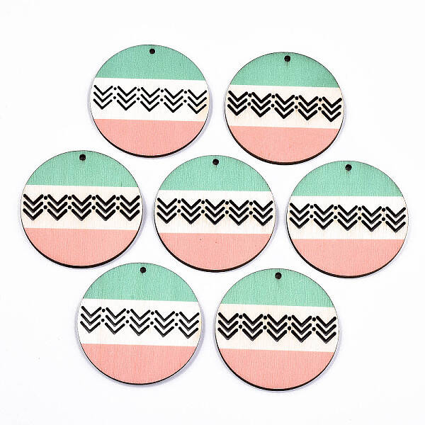 Printed Natural Poplar Wood Pendants