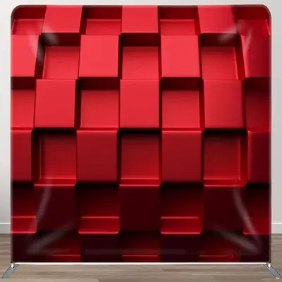 Aperturee Cool 3D Red Blocks Fabric Backdrop Cover For Decor - Aperturee