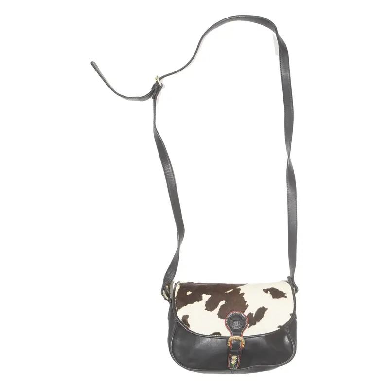 MICHEL JORDI Womens Crossbody Bag Black Animal Print
