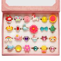 Kids Gifts Nicmore Adjustable Ring 24P Pink Sheet Cute Rings for Girls - Pink Theme, Nickel Free, Safe Materials, Suitable fo...