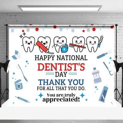 Aperturee White Teeth National Dentists Thank You Backdrop | Thank You Party Backdrop | Thank You Party Supplies | We Appreci...