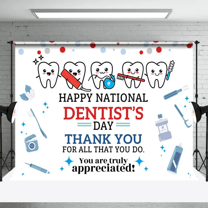 Aperturee White Teeth National Dentists Thank You Backdrop | Thank You Party Backdrop | Thank You Party Supplies | We Appreci...