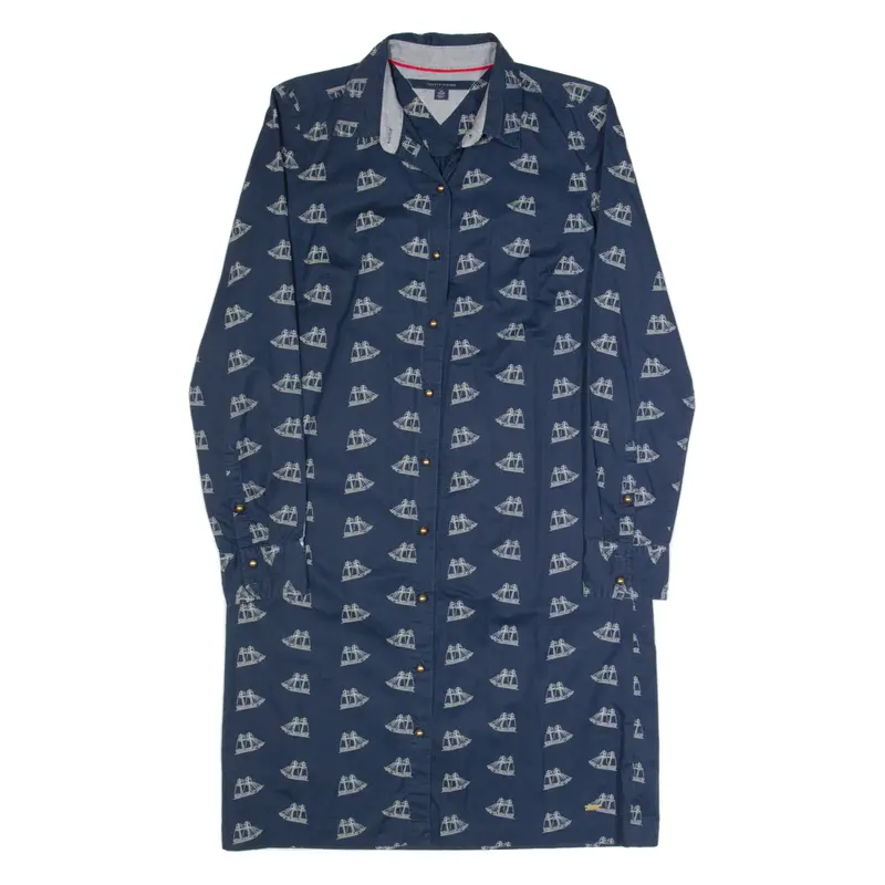 TOMMY HILFIGER Boats Womens Shirt Dress Blue Long Sleeve Knee Length XS