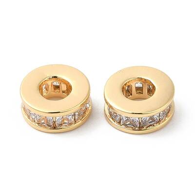 Brass Micro Pave Cubic Zirconia Beads