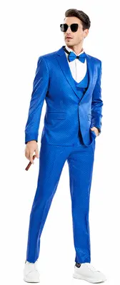 Tazio Men's Bright Polka Dot 4 Piece Skinny Fit Suit