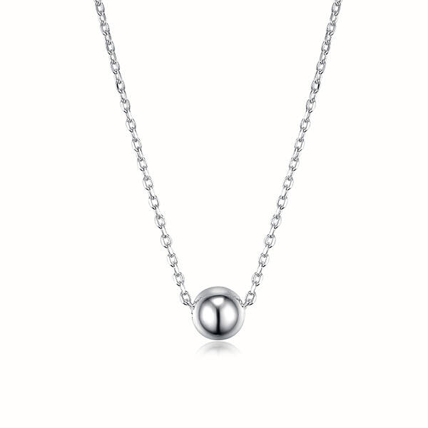 Anti-Tarnish Fashionable S925 Silver Round Bead Lariat Necklace