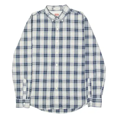 LEVI'S Mens Shirt Blue Check Long Sleeve M