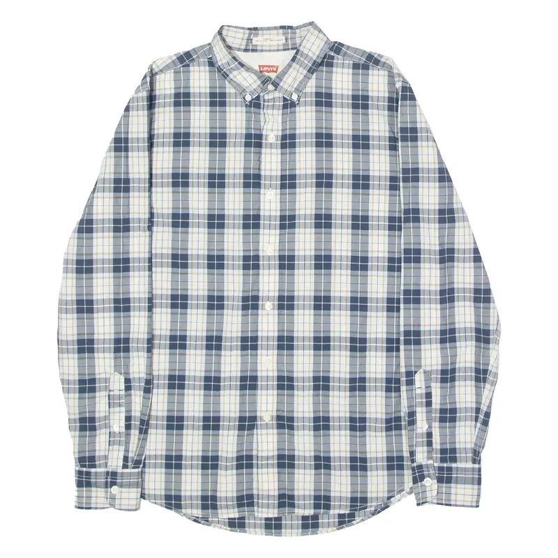 LEVI'S Mens Shirt Blue Check Long Sleeve M