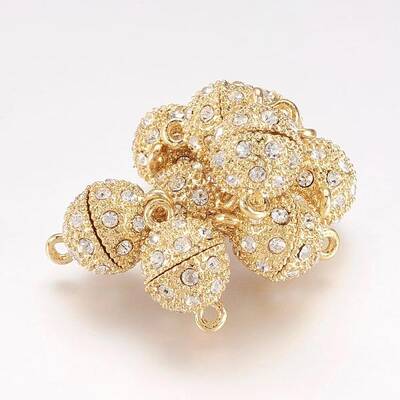 Alloy Rhinestone Magnetic Clasps with Loops