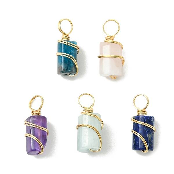5Pcs Natural Mixed Gemstone Pendants