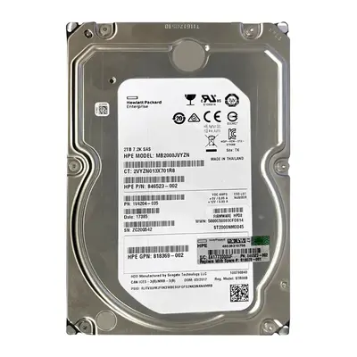 846523-002 HP 2TB 7200RPM SAS 12GB/s Hot-Pluggable 3.5-Inch LPc Hard Drive for ProLiant Gen10/Gen10+/Gen11 Servers